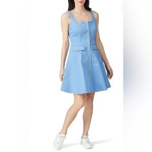 Color Me Courtney Blue Button Up Alle Utility Dress Jumper Skater Women’s Size 8